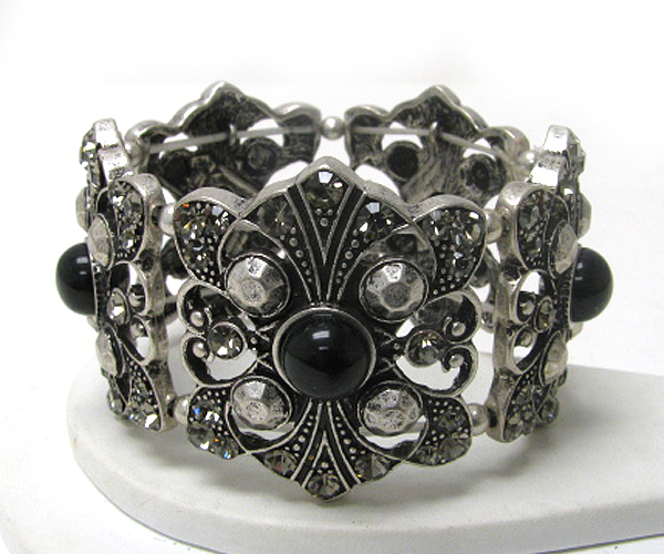 Crystal and metallic stone stud stretch bracelet