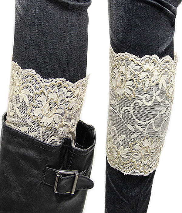 Vintage lace flower pattern leg accessory - boot cuffs