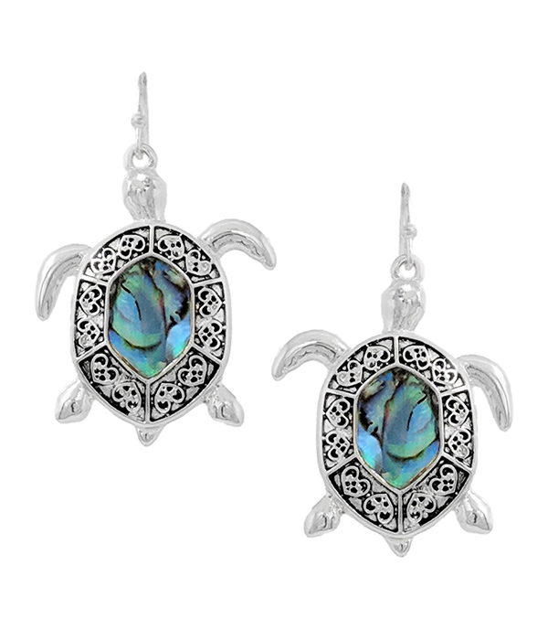 Sealife theme abalone earring - turtle