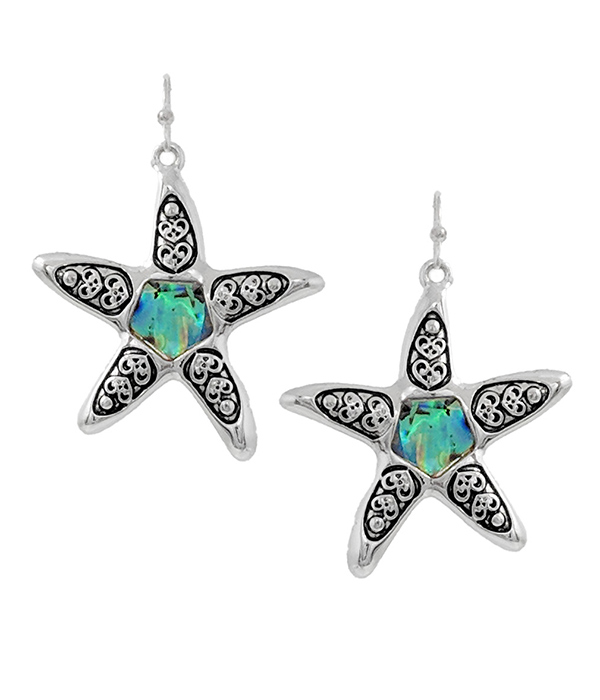 Sealife theme abalone earring - starfish