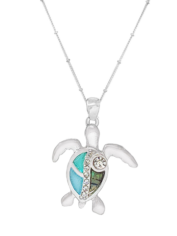 Sealife theme epoxy abalone necklace - turtle