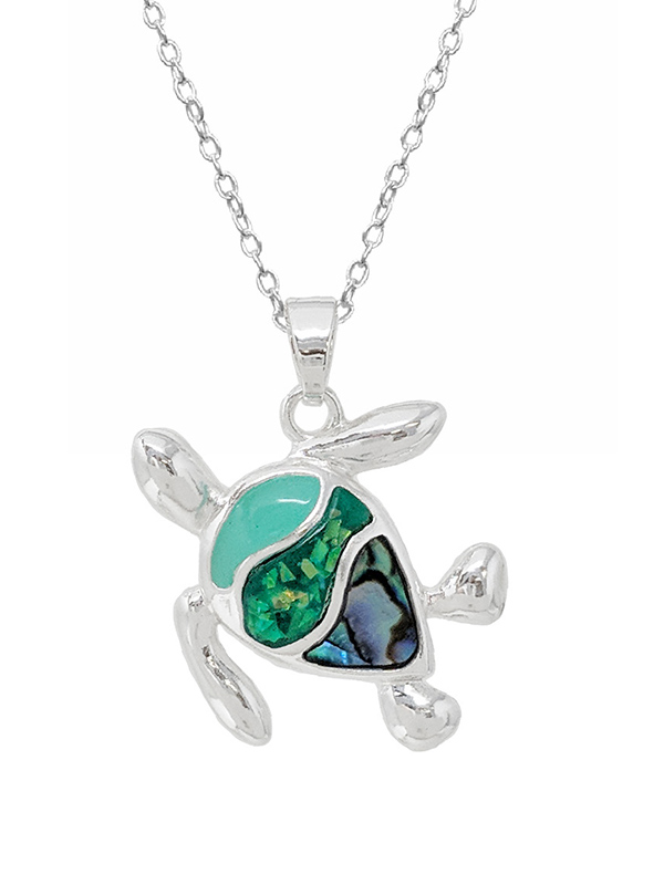 Sealife theme epoxy abalone necklace - turtle