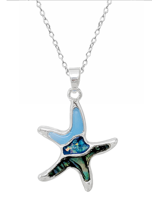 Sealife theme epoxy abalone necklace - starfish