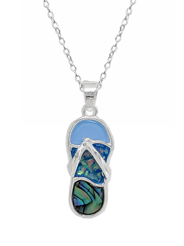 Sealife theme epoxy abalone necklace - flipflop