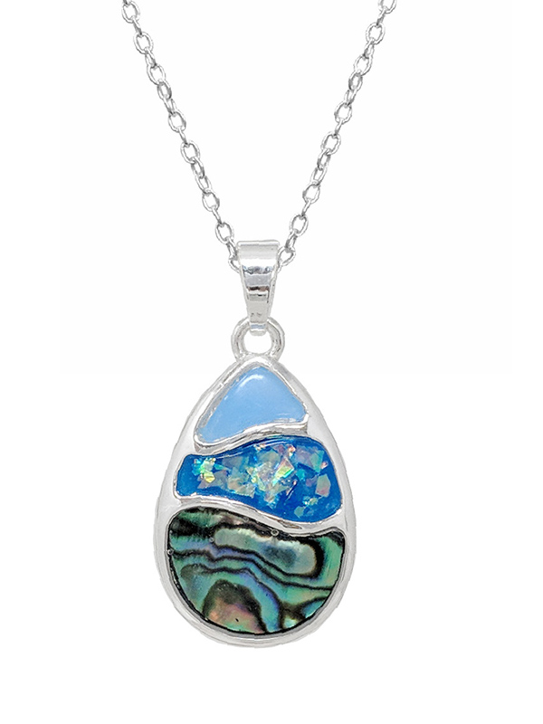 Sealife theme epoxy abalone necklace - teardrop