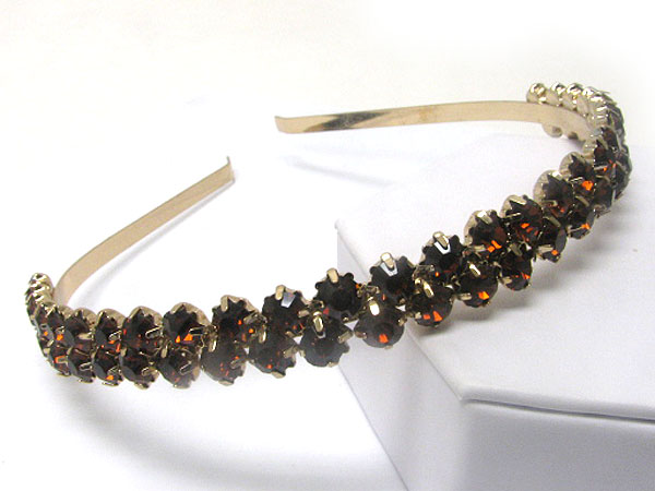 Crystal stud double line metal headband