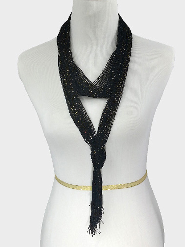 Metalic fabric lurex tie sash scarf