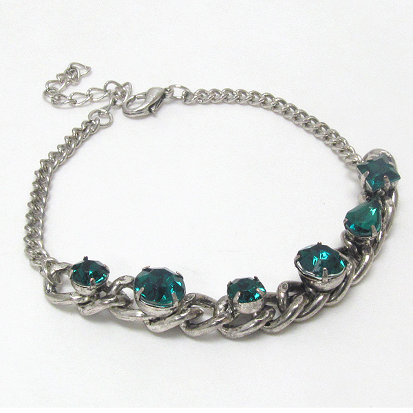 Crystal accent on chain bracelet