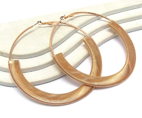 Multi metal wired patern on hoop earring  - hoops