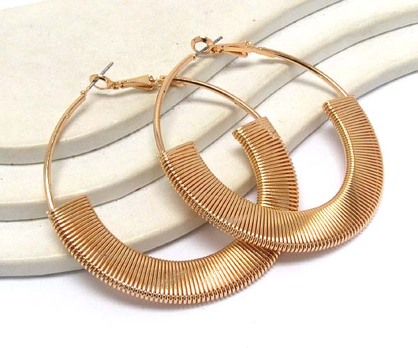 Multi metal wired patern on hoop earring  - hoops