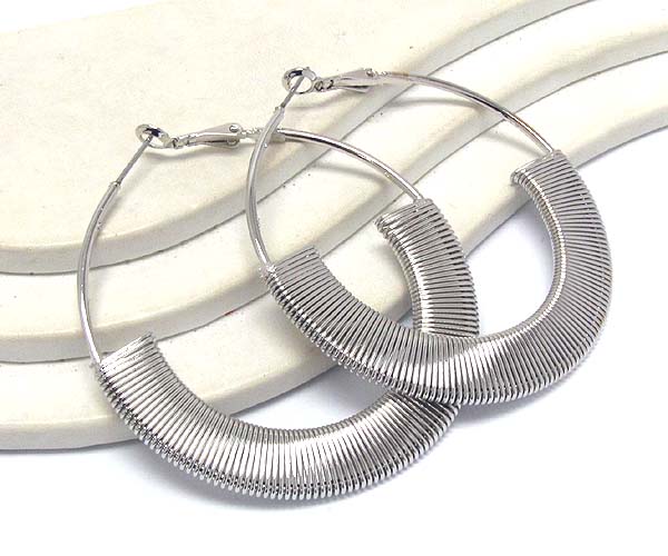 Multi metal wired patern on hoop earring  - hoops