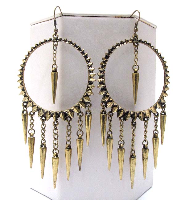 Multi spike texterd and dangle hoop earring - hoops