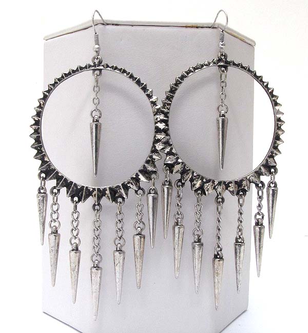 Multi spike texterd and dangle hoop earring - hoops