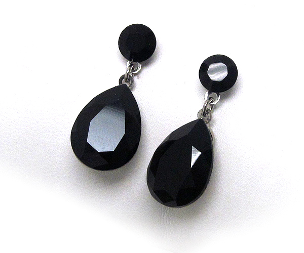 Crystal glass tear drop dangle earring