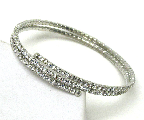 Rhinestone and metal cord cover wrap bracelet