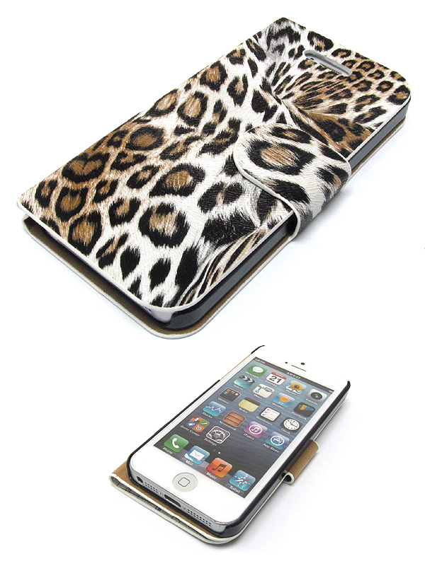 Leather leopard theme and inside hard case for cell phone case - hard case for iphone 5