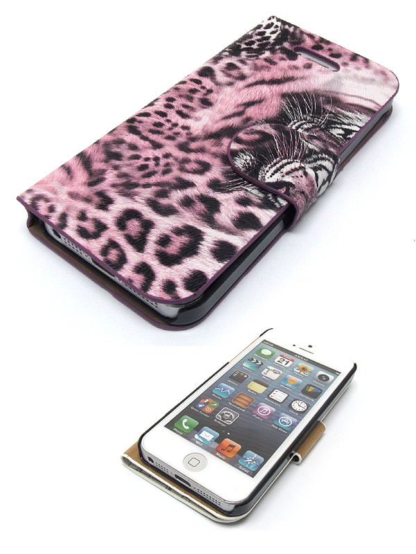 Leather leopard theme and inside hard case for cell phone case - hard case for iphone 5