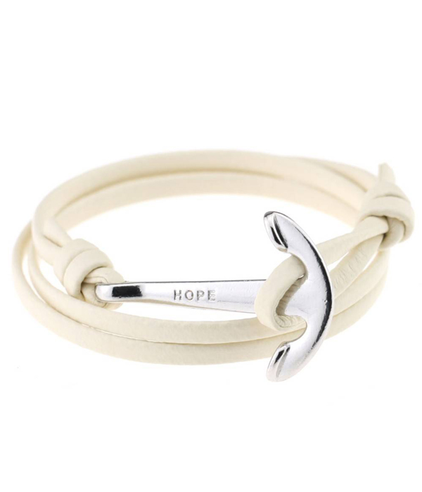 Anchor leather wrap bracelet