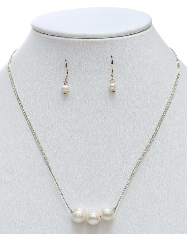 Freshwater pearl chain necklace set