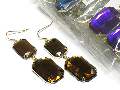 Dozen pack special assorted color acryl double square drop earring mens jewelry