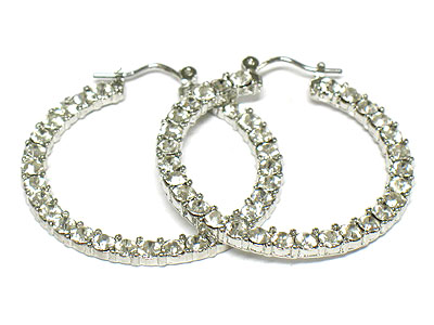 Crystal stud hoop earring - hoops