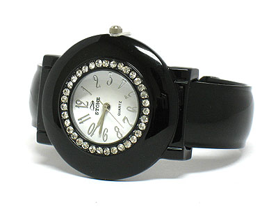 Crystal edge deco metal cuff watch