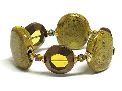 Multi glass and figuline stretch bracelet