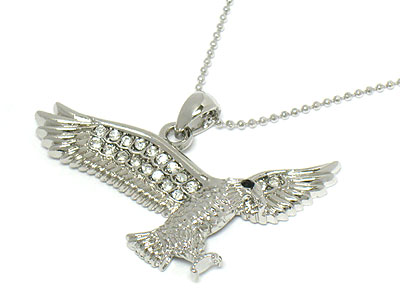 Made in korea whitegold plating crystal hawk necklace