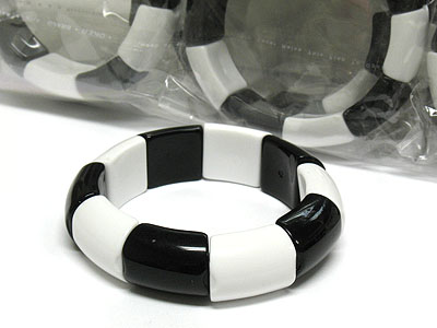 Dozen pack special black and white acrylic stretch bracelet mens jewelry