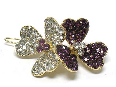 Crystal stud double flower link hair pin