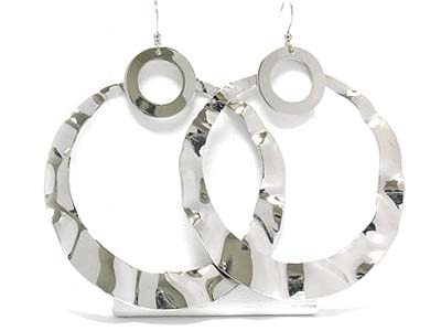 Metal large round circle drop earring 