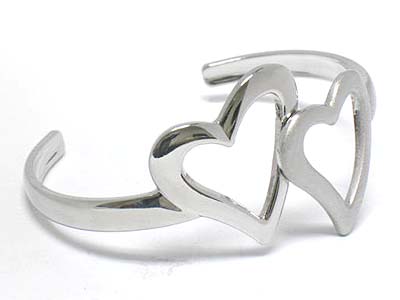 Metal simple duble heart deco bangle