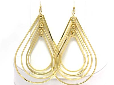 Multi large gradation tear shape frame  drop earring