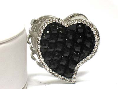 Facet cut beads inside crystal side deco heart hair claw