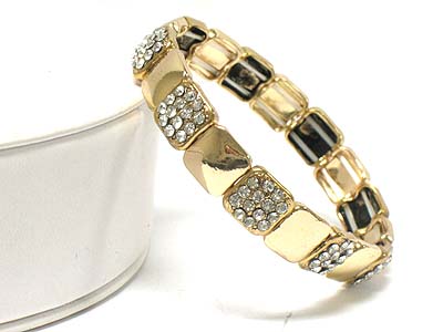 Crystal square stud metal elastic bracelet 