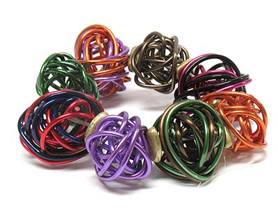 Multi color wire ball link stretch bracelet 