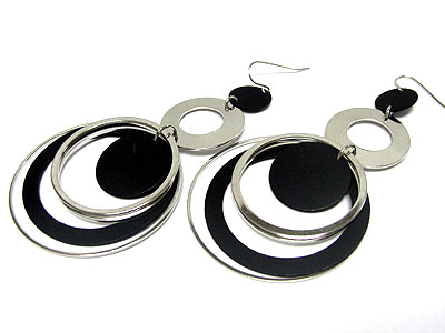 Multi metal disk drop earring