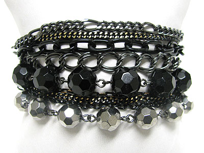 Multi metal chain and ball bracelet