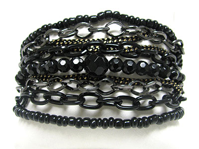 Multi metal chain and ball bracelet