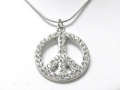 Crystal peace mark pendant necklace