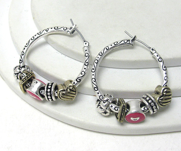 Multi rodelle beads hoop earring - hoops