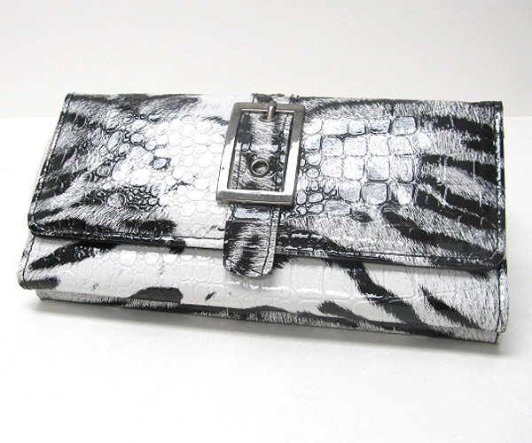 Animal print and crocodile pattern leatherette hand bag