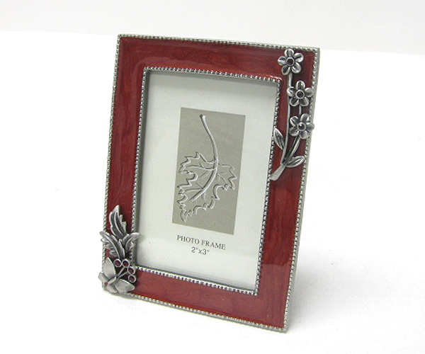 Crystal deco flower rectangular picture frame