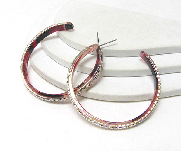 Rhinestone center and acrylic hoop earring - hoops