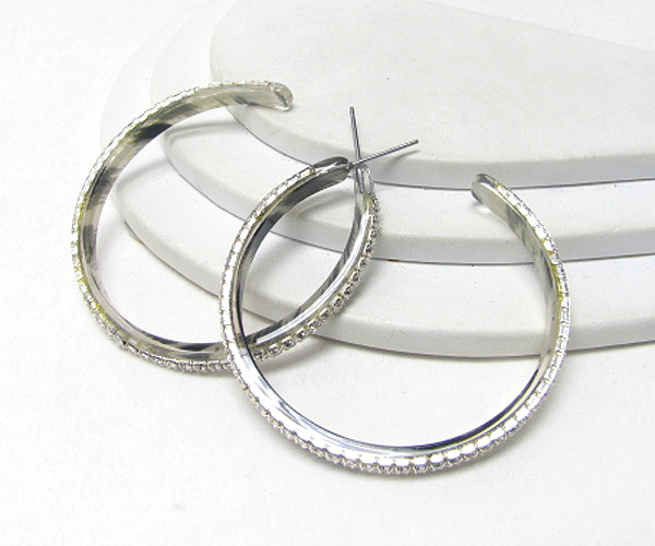 Rhinestone center and acrylic hoop earring - hoops