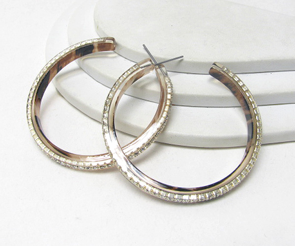 Rhinestone center and acrylic hoop earring - hoops