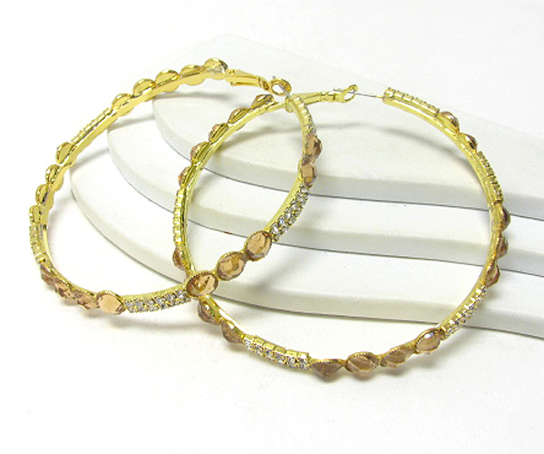 Multi crystal and glass deco hoop earring - hoops