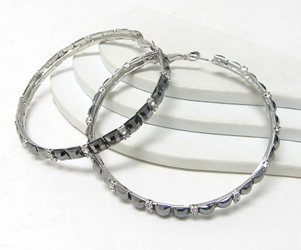 Multi crystal and glass deco hoop earring - hoops