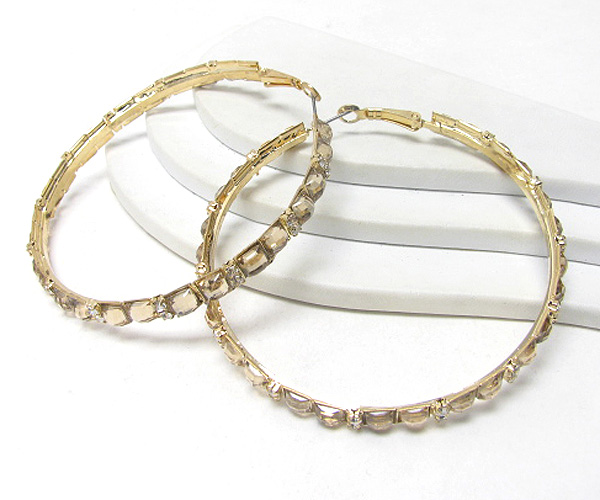 Multi crystal and glass deco hoop earring - hoops