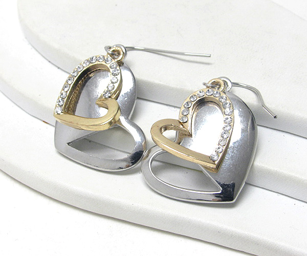 Crystal deco double heart earring